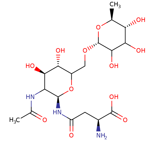 62203-19-4 , N-[2-Acetamido-2-deoxy-6-O-(a-L-fucopyranosyl)-D-glucopyranosyl]-L-asparagine ; Fuc-GlcNAc-Asn