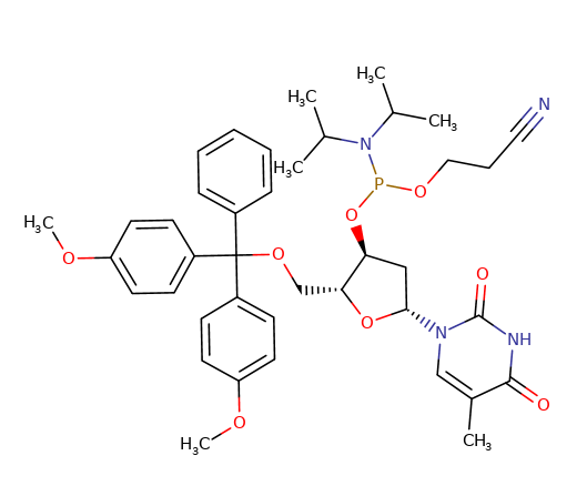 98796-51-1, DMT-dT Phosphoramidite, 5'-(4,4'-二甲氧基三苯基)-3'-脱氧胸苷 2'-(2-氰乙基-N,N-二异丙基)亚磷酰胺, Cas:98796-51-1